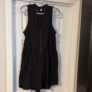 Anthropologie Black Sleeveless Zip-Tier Mini Dress